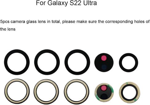 5PCS Original OEM Back Rear Camera Glass Lens Replacement for Samsung Galaxy S22 Ultra 6.8 inch with Adhesive Preinstalled + Repair Tools Kit Set + Installation Manual in Kuwait