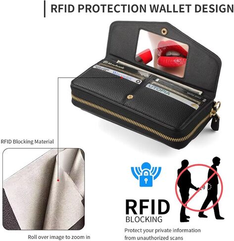 LITOU Compatible for Samsung Galaxy S24 Ultra Phone Case Wallet for Women Zipper,Detachable Magnetic,RFID Blocking Card Holder,Crossbody Strap Wristlet Case for Galaxy S24 Ultra.B1 in Kuwait