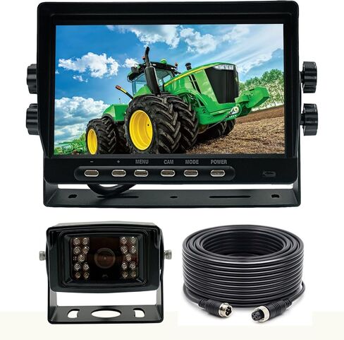 7" AHD 1080P Wired Reverse Rear View Backup Camera System,Guide line,IP69K Waterproof Camera, Night Vision, Vibration-Proof 10G for Tractor/Truck/Cargo Van/Excavator/Skid Steer/Heavy Equipment in Kuwait
