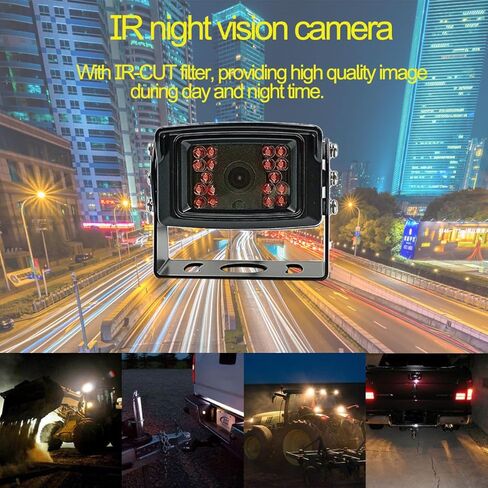 7" AHD 1080P Wired Reverse Rear View Backup Camera System,Guide line,IP69K Waterproof Camera, Night Vision, Vibration-Proof 10G for Tractor/Truck/Cargo Van/Excavator/Skid Steer/Heavy Equipment in Kuwait