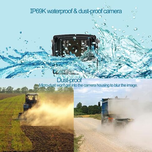 7" AHD 1080P Wired Reverse Rear View Backup Camera System,Guide line,IP69K Waterproof Camera, Night Vision, Vibration-Proof 10G for Tractor/Truck/Cargo Van/Excavator/Skid Steer/Heavy Equipment in Kuwait