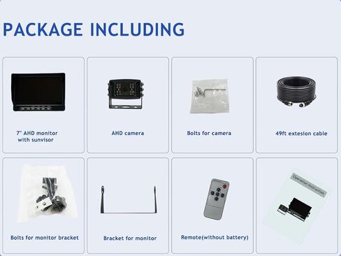 7" AHD 1080P Wired Reverse Rear View Backup Camera System,Guide line,IP69K Waterproof Camera, Night Vision, Vibration-Proof 10G for Tractor/Truck/Cargo Van/Excavator/Skid Steer/Heavy Equipment in Kuwait