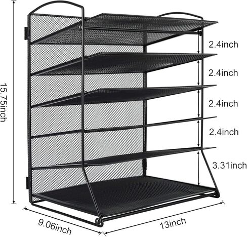 باج منظم ملفات سطح المكتب من 6 طبقات، رف مجلد مستندات شبكي معدني، حامل مجلات للمنزل والمكتب والمدرسة، اسود in Kuwait