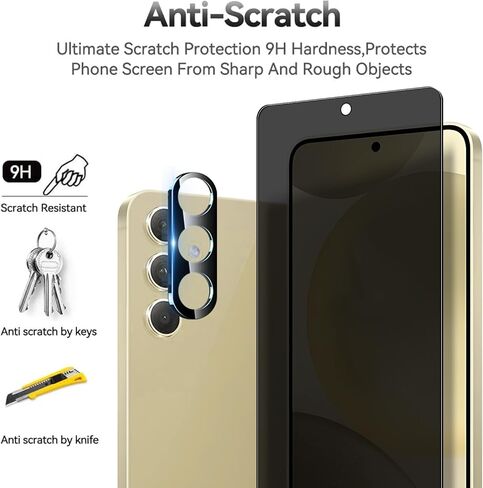 T Tersely [2+2 واقي شاشة للخصوصية من الزجاج المقوى 9H لهاتف Samsung Galaxy S24 Ultra 5G، مع إطار محاذاة التثبيت، يدعم فتح بصمات الأصابع، مضاد للخدش، مضاد للتجسس in Kuwait