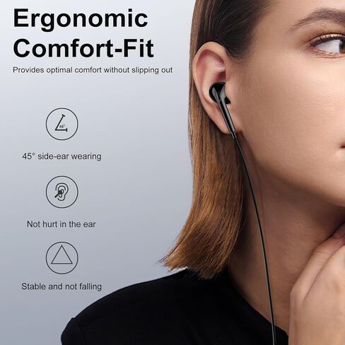 Coolden Wired Earbuds for iPhone 14/13/12/11 Earphones, in-Ear Headphones with Microphone Volume Control HiFi Stereo Headsets Compatible with iPhone 14 Pro/13Pro/12/11/XR/XS/X/7/7Plus/8/8Plus，Black in Kuwait