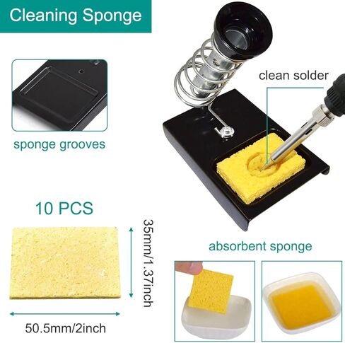 DKARDU Soldering Iron Holder Stand Solder Iron Base, with 10 Pcs Cleaning Sponge and 1 Pcs Brass Ball for Cleaning Soldering Iron Tip in Kuwait