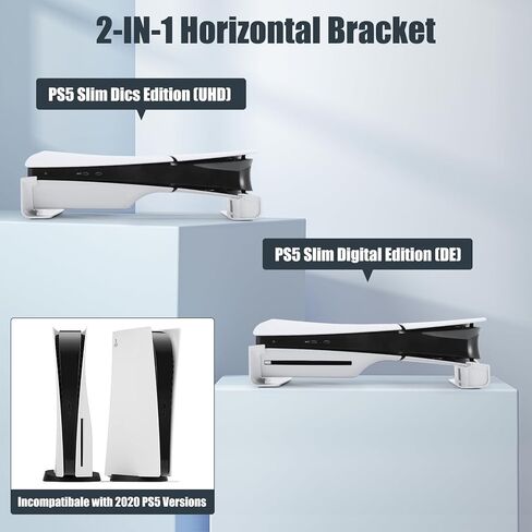 حامل Grathia الأفقي لوحدة التحكم PS5 Slim مع محور، وملحقات حامل القاعدة المتوافقة مع قرص Playstation 5 النحيف والإصدار الرقمي، ومنفذ USB-C و4 منافذ USB-A in Kuwait