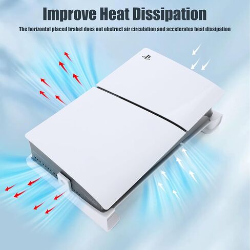 حامل Grathia الأفقي لوحدة التحكم PS5 Slim مع محور، وملحقات حامل القاعدة المتوافقة مع قرص Playstation 5 النحيف والإصدار الرقمي، ومنفذ USB-C و4 منافذ USB-A in Kuwait