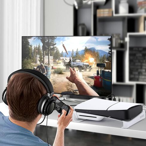 حامل Grathia الأفقي لوحدة التحكم PS5 Slim مع محور، وملحقات حامل القاعدة المتوافقة مع قرص Playstation 5 النحيف والإصدار الرقمي، ومنفذ USB-C و4 منافذ USB-A in Kuwait