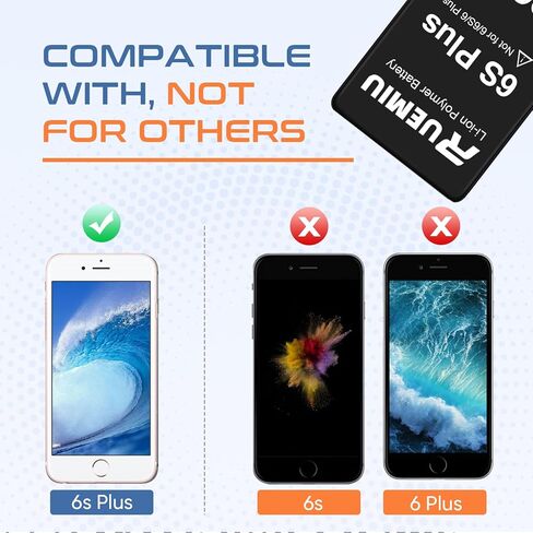 بطارية بديلة من RUEMIU لهاتف iPhone 6S Plus، 5000mah 2024 جديدة ذات سعة عالية مطورة لنماذج بطارية iPhone 6S Plus A1634 A1687 A1699 مع مجموعة أدوات إصلاح احترافية كاملة in Kuwait