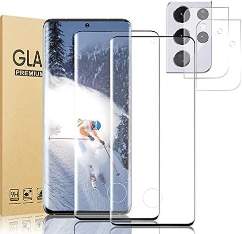 [عبوتان + 2] واقي شاشة Galaxy S21 Ultra 5G، طبقة من الزجاج المقوى فائق الدقة [مقاوم للخدش] [تغطية كاملة ثلاثية الأبعاد] [صلابة 9H] [فتح ببصمة الإصبع] لهاتف Samsung Galaxy S21 Ultra in Saudi Arabia