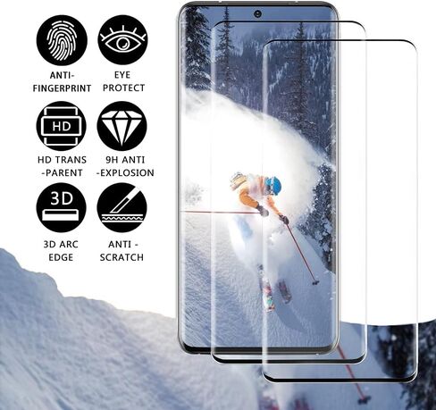 [عبوتان + 2] واقي شاشة Galaxy S21 Ultra 5G، طبقة من الزجاج المقوى فائق الدقة [مقاوم للخدش] [تغطية كاملة ثلاثية الأبعاد] [صلابة 9H] [فتح ببصمة الإصبع] لهاتف Samsung Galaxy S21 Ultra in Saudi Arabia