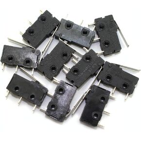 RuiLing 10pcs Micro Limit Switch 3Pin AC 125V/250V 5A Lever Arm Snap Action Normally Open/Close Micro Switch KW12-B