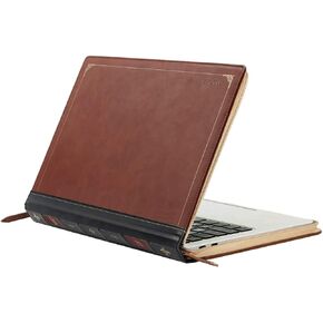 MOSISO Laptop Sleeve Compatible with MacBook Air 13 inch M2 A2681 M1 A2337 A2179 A1932/Pro 13 inch M2 M1 A2338 A2251 A2289 A2159 A1989 A1706 A1708, PU Leather Vintage Portfolio Cover, Wine Red