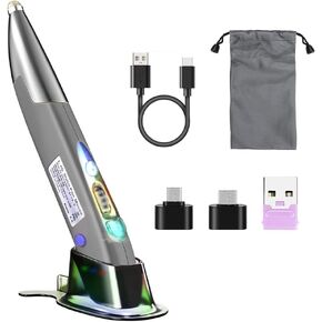 Jhua Wireless Optical Pocket Pen Mouse, 2.4GHz USB Wireless Mouse Pen with Stylus Function Adjustable 800/1200/1600 DPI Handwriting Rechargeable Pen Mouse Wireless for Laptop Android Tablet PC (Grey) in Kuwait
