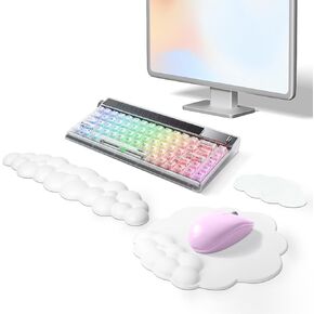 Keyboard Cloud Wrist Rest PU Leather Keyboard Pad High Density Memory Foam Wrist Pad, Desk Cloud Wrist Pad with Non-Slip Base for Typing Pain Relief Mouse Pad and Wrist Support Set in Kuwait