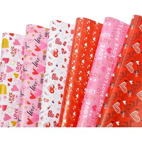 ورق تغليف عيد الحب من Sikiweiter - ورق تغليف وردي وأحمر للرجال والنساء، 12 ورقة ورق تغليف الحب لعيد الأم في عيد الحب، 19.7 × 27.6 بوصة لكل ورقة in Kuwait