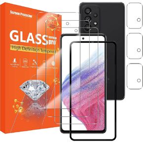 seninhi [3 + 3 عبوات] واقي شاشة Galaxy A53 5G 3 عبوات + واقي عدسة الكاميرا 3 عبوات، واقي شاشة من الزجاج المقسى GalaxyA53 (6.5 بوصة) [مع إطار سهل التركيب] [صلابة 9H] [مضاد للخدش] [خالٍ من الفقاعات] - شفاف in Kuwait