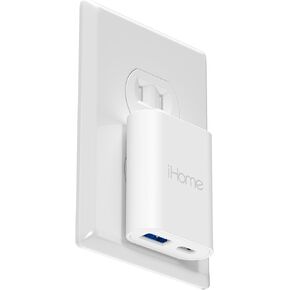 شاحن iHome USB C: شاحن USB متعدد المنافذ بقوة 20 وات AC Pro (منفذ USB-C واحد، منفذ USB-A واحد)، كتلة شاحن USB C مسطحة، محول قابس USB مزدوج المنفذ وكتلة شحن الهاتف