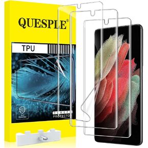 واقي شاشة QUESPLE مكون من 3 قطع لهاتف Samsung Galaxy S22 Ultra [ليس زجاجيًا]، [رفيع جدًا] [دعم بصمات الأصابع بالموجات فوق الصوتية] واقي شاشة مرن من مادة TPU بتغطية كاملة in Kuwait