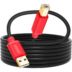 Tan QY Printer Cable 16Ft, USB 2.0 High Speed Gold-Plated Connectors Printer Scanner Cable Cord A Male to B Male for HP, Canon, Lexmark, Dell, Xerox, Samsung etc (16Ft, Red) in Saudi Arabia
