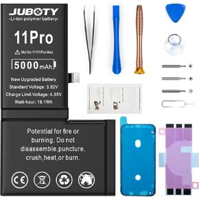 بطارية JUBOTY بقدرة 5000 مللي أمبير في الساعة لهاتف iPhone 11 Pro، بطارية ليثيوم أيون داخلية جديدة مطورة 0 دورة عالية السعة لاستبدال موديلات iPhone 11 Pro A2160 A2215 A2217 مع مجموعة أدوات إصلاح احترافية in Kuwait