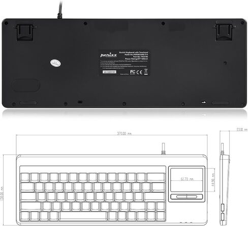 Perixx PERIBOARD-515H لوحة مفاتيح USB سلكية مع لوحة لمس، محورين، تخطيط باللغة الإنجليزية الأمريكية، أسود in Kuwait