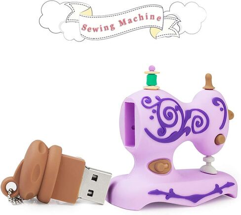 BorlterClamp 32GB USB Flash Drive Cute Cartoon Sewing Machine Model Memory Stick, Gift for Students and Children (Purple) in Saudi Arabia