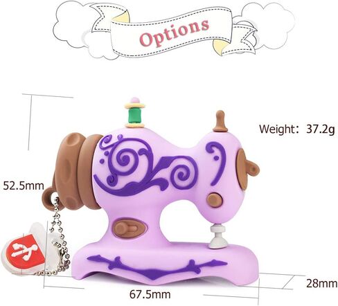 BorlterClamp 32GB USB Flash Drive Cute Cartoon Sewing Machine Model Memory Stick, Gift for Students and Children (Purple) in Saudi Arabia