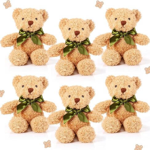 HyDren 6 Pcs Bear Stuffed Animal Plush Toys Soft Plush Dolls Bear Sleeping and Playing Toys for Baby Shower Decoration Boy(Long Plush,Light Brown) in Kuwait