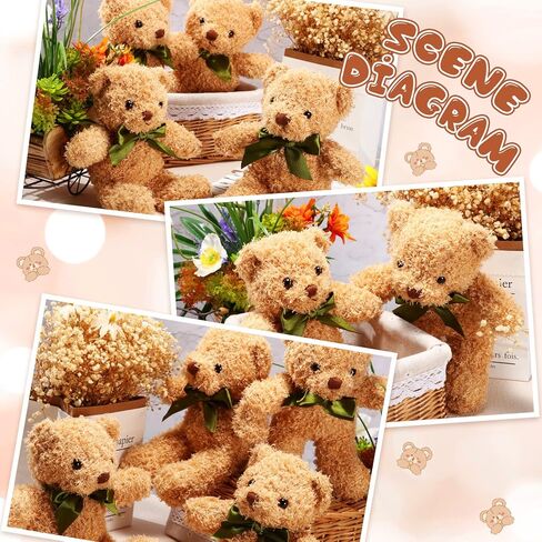 HyDren 6 Pcs Bear Stuffed Animal Plush Toys Soft Plush Dolls Bear Sleeping and Playing Toys for Baby Shower Decoration Boy(Long Plush,Light Brown) in Kuwait