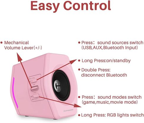 Edifier G2000 32W PC Gaming Computer Speakers for Laptop Mac Desktop Computer Woofer Speakers Bluetooth USB 3.5mm AUX Inputs RGB Lights Multimedia Speakers Black in Saudi Arabia