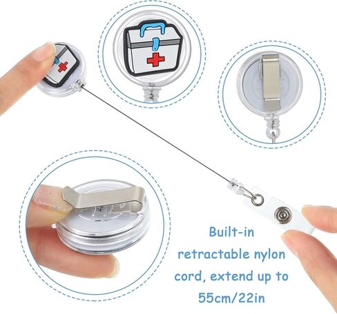يوسبيدي بكرة شارة التمريض من 8 قطع، حامل شارة قابل للسحب بنمط ابداعي لطيف، بكرة شارة الهوية من اللباد مع مشبك للطبيب والممرضة والمعلم والطلاب (بني) in Kuwait