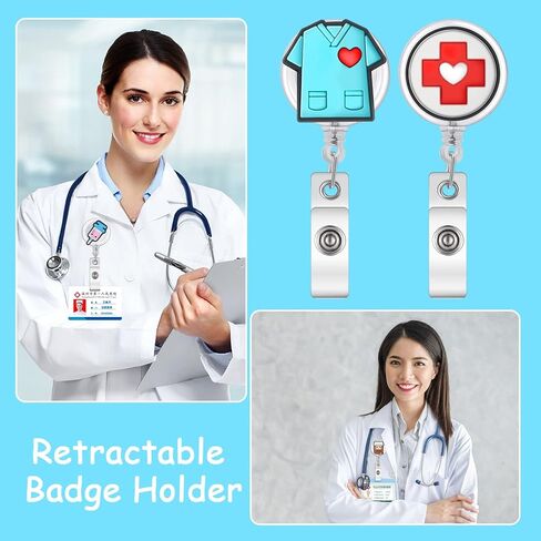 يوسبيدي بكرة شارة التمريض من 8 قطع، حامل شارة قابل للسحب بنمط ابداعي لطيف، بكرة شارة الهوية من اللباد مع مشبك للطبيب والممرضة والمعلم والطلاب (بني) in Kuwait