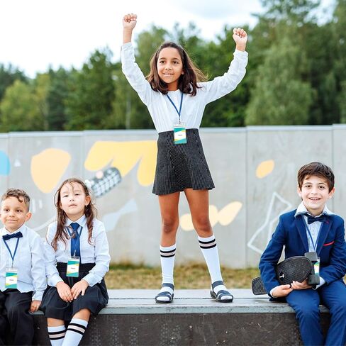 Segarty Lanyards with ID Holder, 10 Pack Vertical Clear Plastic Badge Name Tags Key Card Holders, Black Strap Clips Waterproof Ziplock Nametag Protector for Women, Business, Student, School, Office in Kuwait