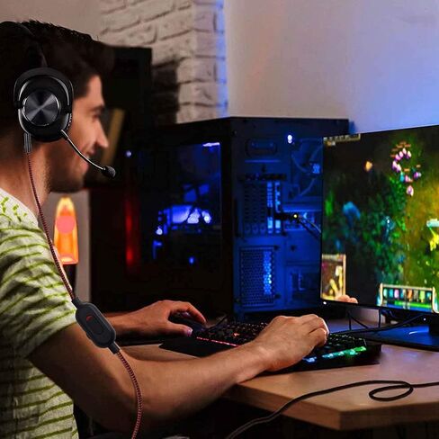 سلك كابل صوت بديل G433 لسماعات ألعاب Logitech G433 G233 G Pro G Pro X، التحكم في مستوى الصوت وكتم الصوت المضمن مع مشبك ربط يعمل على PS4/PS5/Xbox One/PC (7 أقدام، بدون ميكروفون مدمج، أسود) in Kuwait