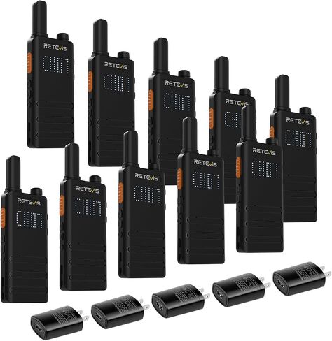Retevis B3H Small Walkie talkies with LED Diaplay, New Version of RT22(3.0), Ultra Slim, USB-C Rechargeable, with 1620 mAh Battery, Portable FRS Two-Way Radios for Hotel School Restaurant (10 Pack) in Saudi Arabia