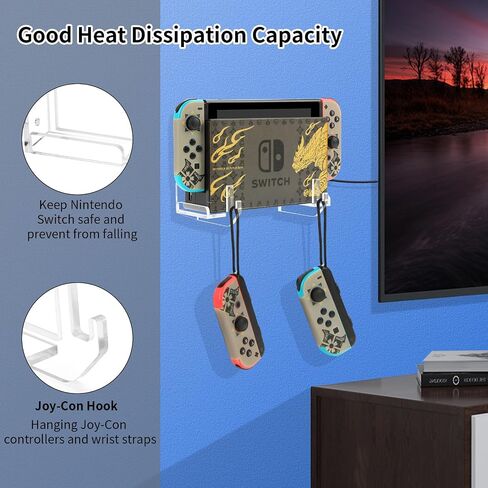 حامل تثبيت على الحائط من Desing Wish Switch متوافق مع Nintendo Switch/OLED Dock، غطاء قاعدة التبديل الشفاف، صندوق حماية شفاف، غطاء غبار، صندوق عرض من الأكريليك على الحائط لمنصة Nintendo Switch in Kuwait