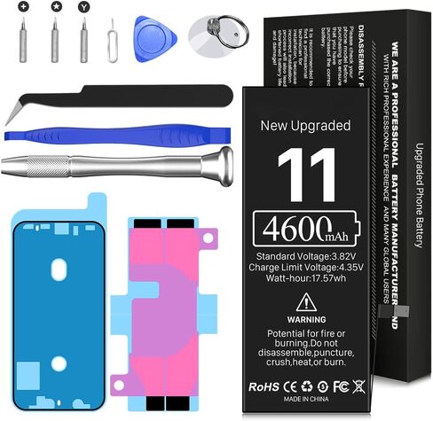 4600mah Battery for iPhone 11, (2023 New Version) High Capacity Li-ion Polymer Replacement Battery for iPhone 11 Compatible with A2111/A2221/A2223, with Full Repair Tools in Kuwait