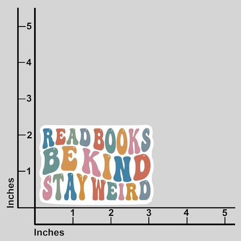 (3Pcs) Read Books Be Kind Stay Weird Stickers - Decorate Books, Laptops, Water Bottles, Kindles Stickers - 3" Waterproof Vinyl Kiss-Cut Stickers with Book Vintage Retro Groovy Design, Size 3x2.32 in Kuwait