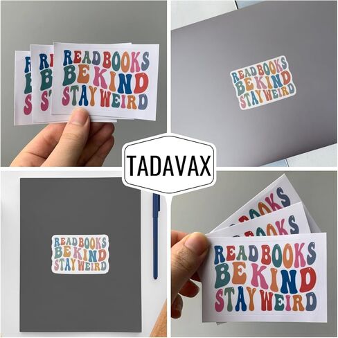 (3Pcs) Read Books Be Kind Stay Weird Stickers - Decorate Books, Laptops, Water Bottles, Kindles Stickers - 3" Waterproof Vinyl Kiss-Cut Stickers with Book Vintage Retro Groovy Design, Size 3x2.32 in Kuwait