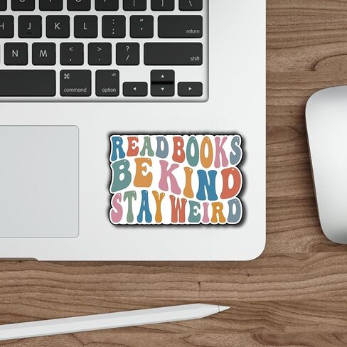 (3Pcs) Read Books Be Kind Stay Weird Stickers - Decorate Books, Laptops, Water Bottles, Kindles Stickers - 3" Waterproof Vinyl Kiss-Cut Stickers with Book Vintage Retro Groovy Design, Size 3x2.32 in Kuwait