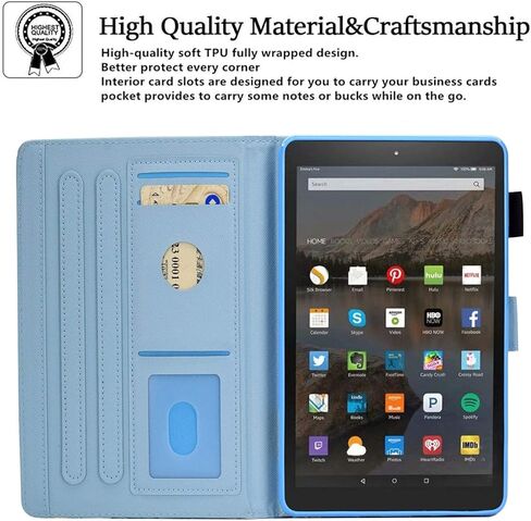 حافظة KEROM لجهاز Fire HD 10 & 10 Plus Tablet (الجيل الحادي عشر، إصدار 2021)، حافظة قابلة للطي من جلد البولي يوريثان للكمبيوتر اللوحي Fire HD 10.1 بوصة 2021، مع خاصية النوم التلقائي، الطائر الطنان in Saudi Arabia