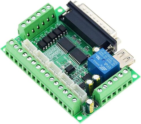 DAOKI DC 12-24V CNC Breakout Board 5 محور Mach3 واجهة لوحة مقرنة بصرية، مع كابل منفذ متوازي كابل USB XH2.54 4P كابل لسائق محرك متدرج MACH3 in Kuwait