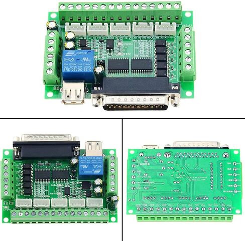 DAOKI DC 12-24V CNC Breakout Board 5 محور Mach3 واجهة لوحة مقرنة بصرية، مع كابل منفذ متوازي كابل USB XH2.54 4P كابل لسائق محرك متدرج MACH3 in Kuwait
