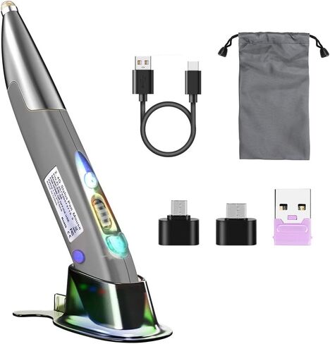 Jhua Wireless Optical Pocket Pen Mouse, 2.4GHz USB Wireless Mouse Pen with Stylus Function Adjustable 800/1200/1600 DPI Handwriting Rechargeable Pen Mouse Wireless for Laptop Android Tablet PC (Grey) in Kuwait
