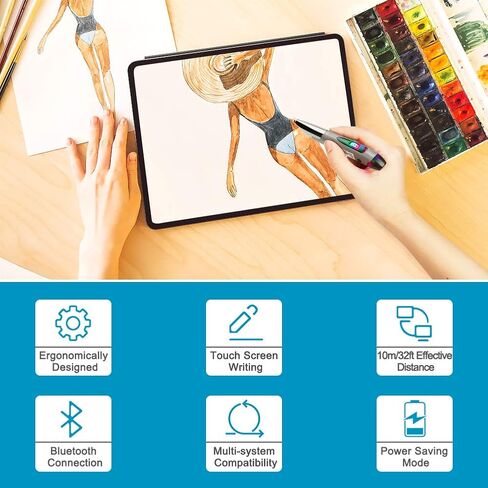 Jhua Wireless Optical Pocket Pen Mouse, 2.4GHz USB Wireless Mouse Pen with Stylus Function Adjustable 800/1200/1600 DPI Handwriting Rechargeable Pen Mouse Wireless for Laptop Android Tablet PC (Grey) in Kuwait