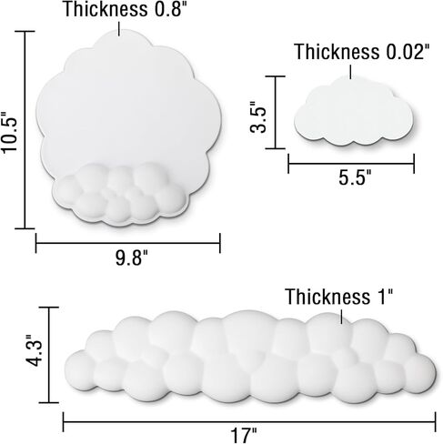 مسند المعصم السحابي للوحة المفاتيح من جلد البولي يوريثان، وسادة معصم من إسفنج الذاكرة عالي الكثافة، وسادة معصم سحابية للمكتب مع قاعدة غير قابلة للانزلاق لكتابة لوحة الماوس وتخفيف الألم ومجموعة دعم المعصم in Kuwait