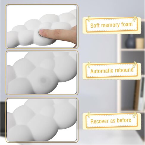 مسند المعصم السحابي للوحة المفاتيح من جلد البولي يوريثان، وسادة معصم من إسفنج الذاكرة عالي الكثافة، وسادة معصم سحابية للمكتب مع قاعدة غير قابلة للانزلاق لكتابة لوحة الماوس وتخفيف الألم ومجموعة دعم المعصم in Kuwait