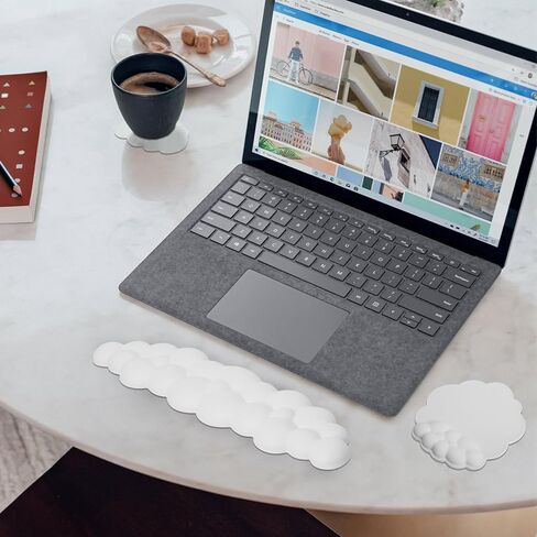 مسند المعصم السحابي للوحة المفاتيح من جلد البولي يوريثان، وسادة معصم من إسفنج الذاكرة عالي الكثافة، وسادة معصم سحابية للمكتب مع قاعدة غير قابلة للانزلاق لكتابة لوحة الماوس وتخفيف الألم ومجموعة دعم المعصم in Kuwait